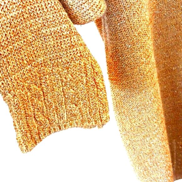 Diane Von Furstenberg DVF Gold Sweater SPARKLES Metallic Long Sleeves Oversized - Picture 6 of 16